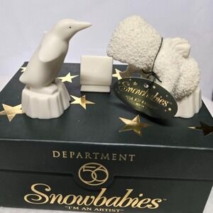 Department 56 Snowbabies I'm An Artist Figurine Penguin Easel 2000‎